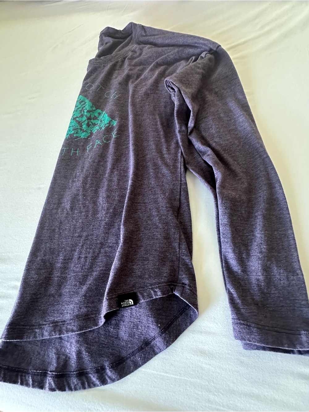 The North Face Purple Long Sleeve Tee with Teal Mountain Logo - Picture 8 of 9